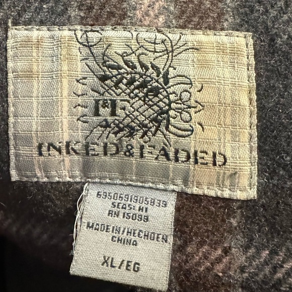 Inked & Faded Women’s Plaid Wool Heavy Coat Size XL Gray Brown Beige Winter Warm - Picture 10 of 12